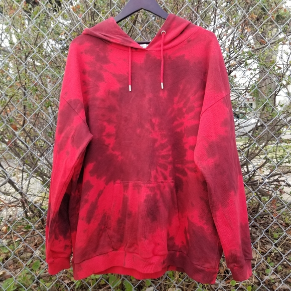 NA-KD Tie dye red oversize pullover hoodie M - Picture 2 of 10